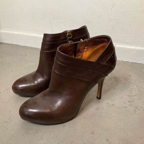Via Spiga Leather Heeled Booties - Picture 1 of 8